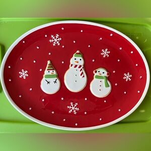 🔴 Hallmark Christmas Snowman Oval Serving Plate